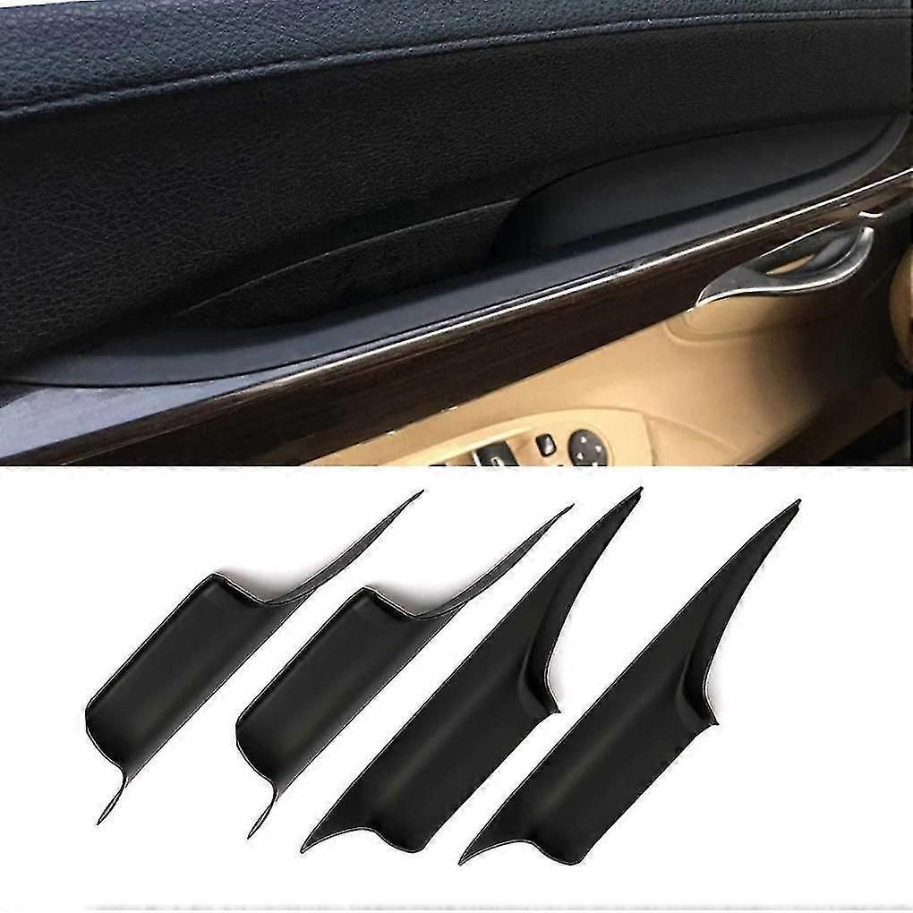 4pcs Inner Door Handle Trim Cover Compatible with BMW 7 Series F01 F02 2008-2015 - ABS Protective Panel Set Black