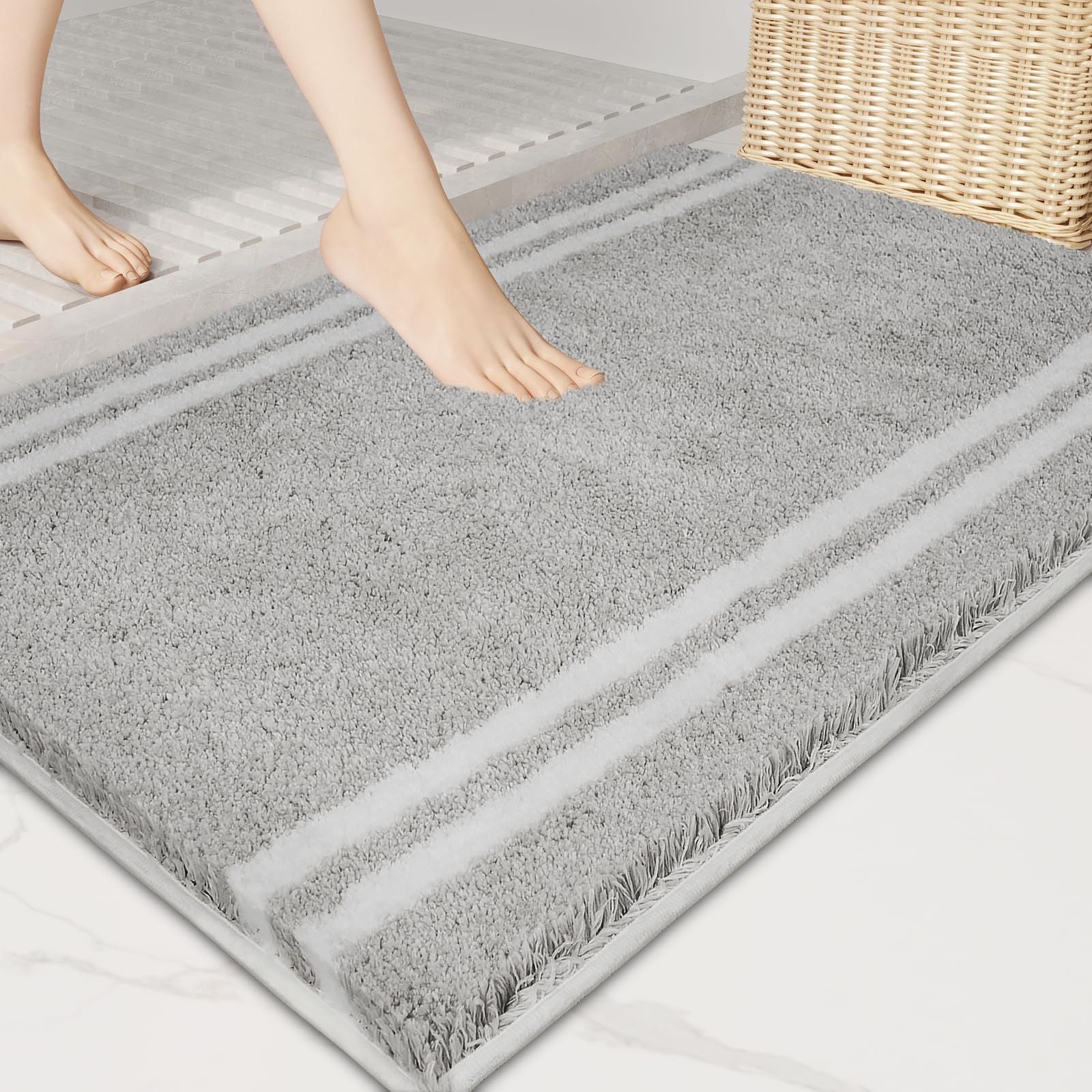 AIESY® Non-Slip Super Absorbent Quick Dry Shaggy Microfiber Bath Mat