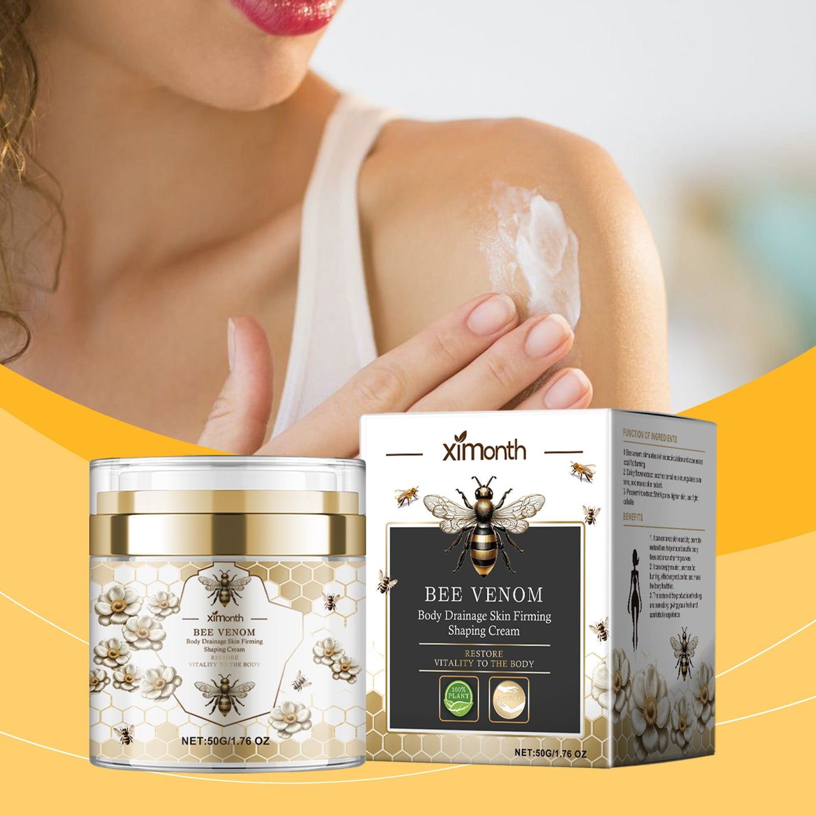 Bee Venom Slimming Cream, Body Shaping, Fat Burner, Lymphatic Drainage, Fast Results ,50g