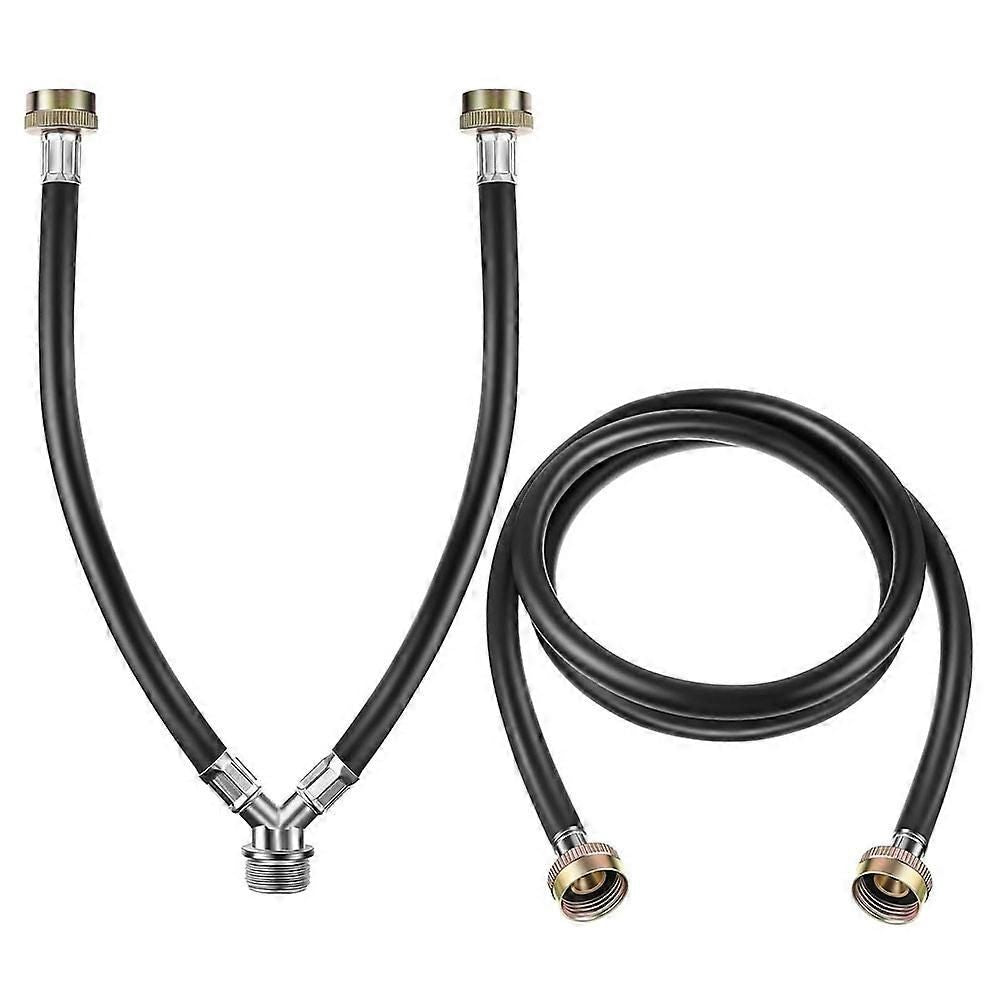 Y Mixer Hose Connector with Washing Machine Hose, Hot and Cold Water Supply Splitter and Washing Machine Connector