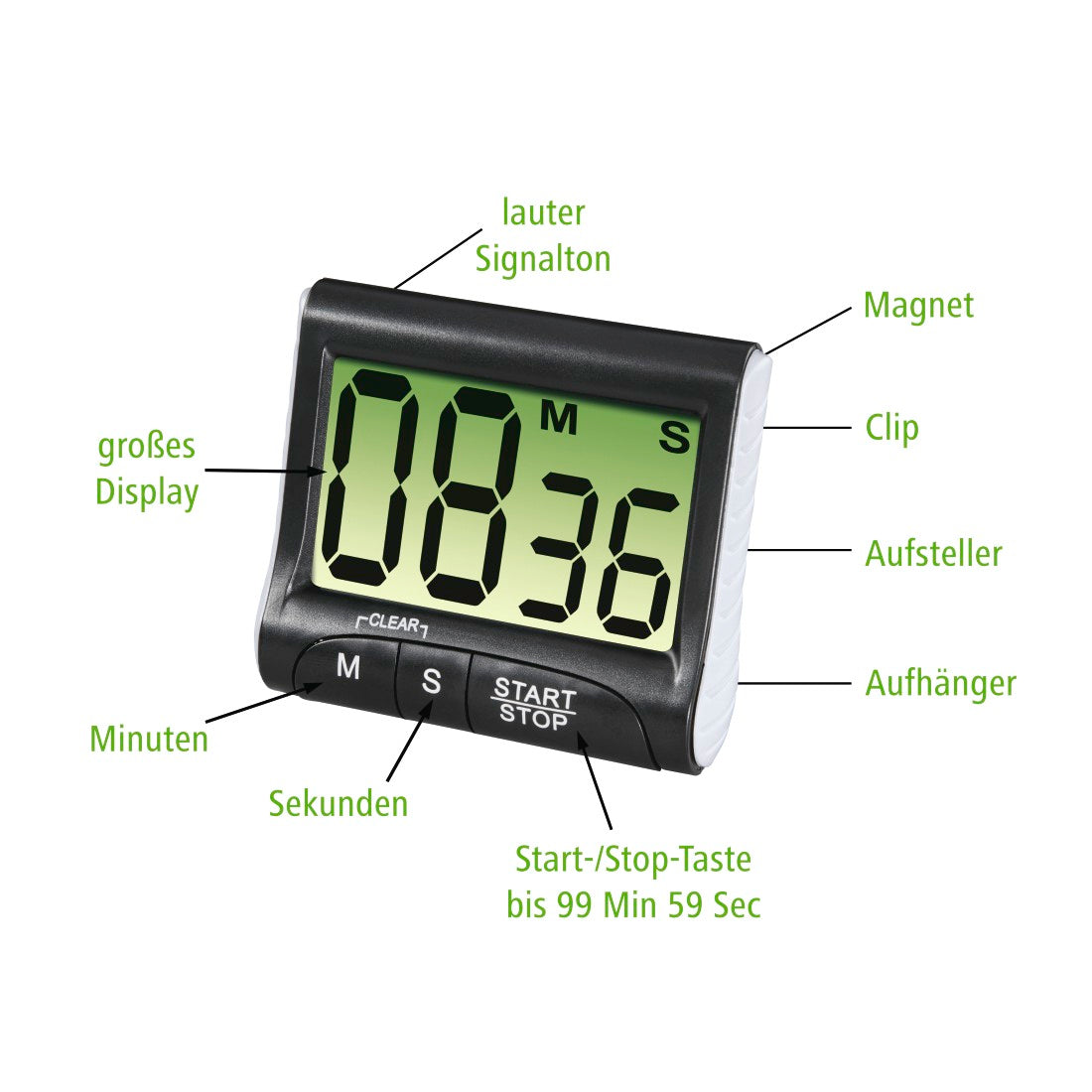 XAVAX 95304 "Countdown" Kitchen Timer, digital, black