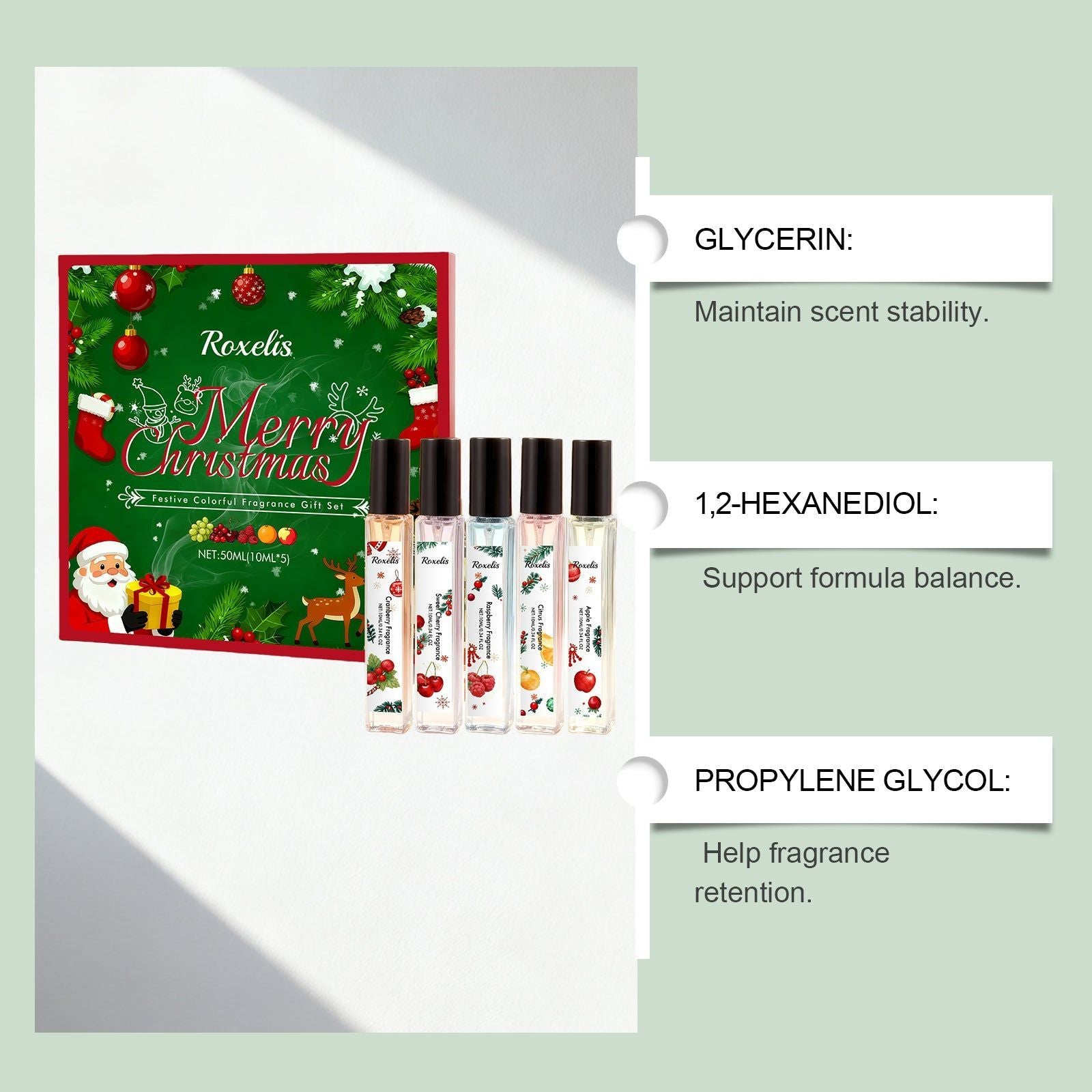 Christmas Colorful Fragrance Gift Box, Long-lasting, Elegant, Fresh, Perfect for Daily & Romantic Gifting ,50ml