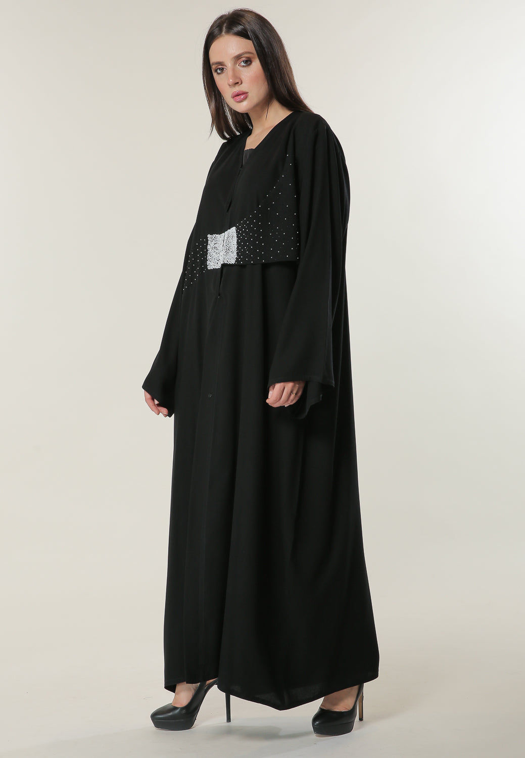 MOiSTREET Black Abaya with Handwork
