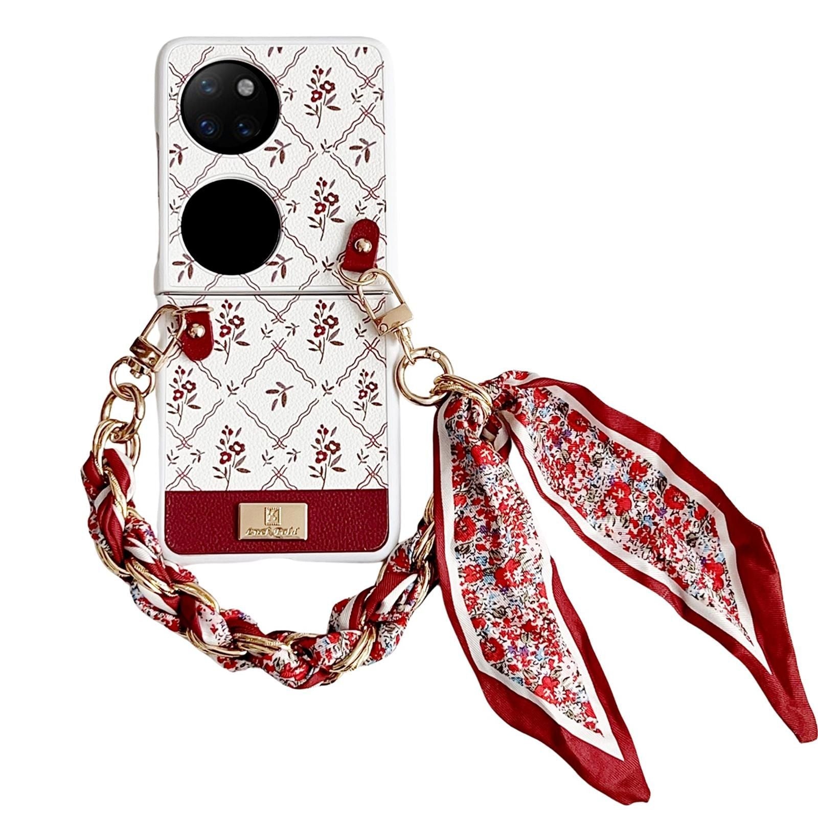 Luck Flower Pattern Strap Case For Huawei P50 Pocket