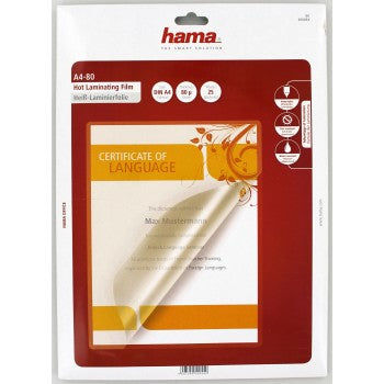 HAMA 50054 HOT LAMINATING FILM,DIN A4,80µ,25 Pcs