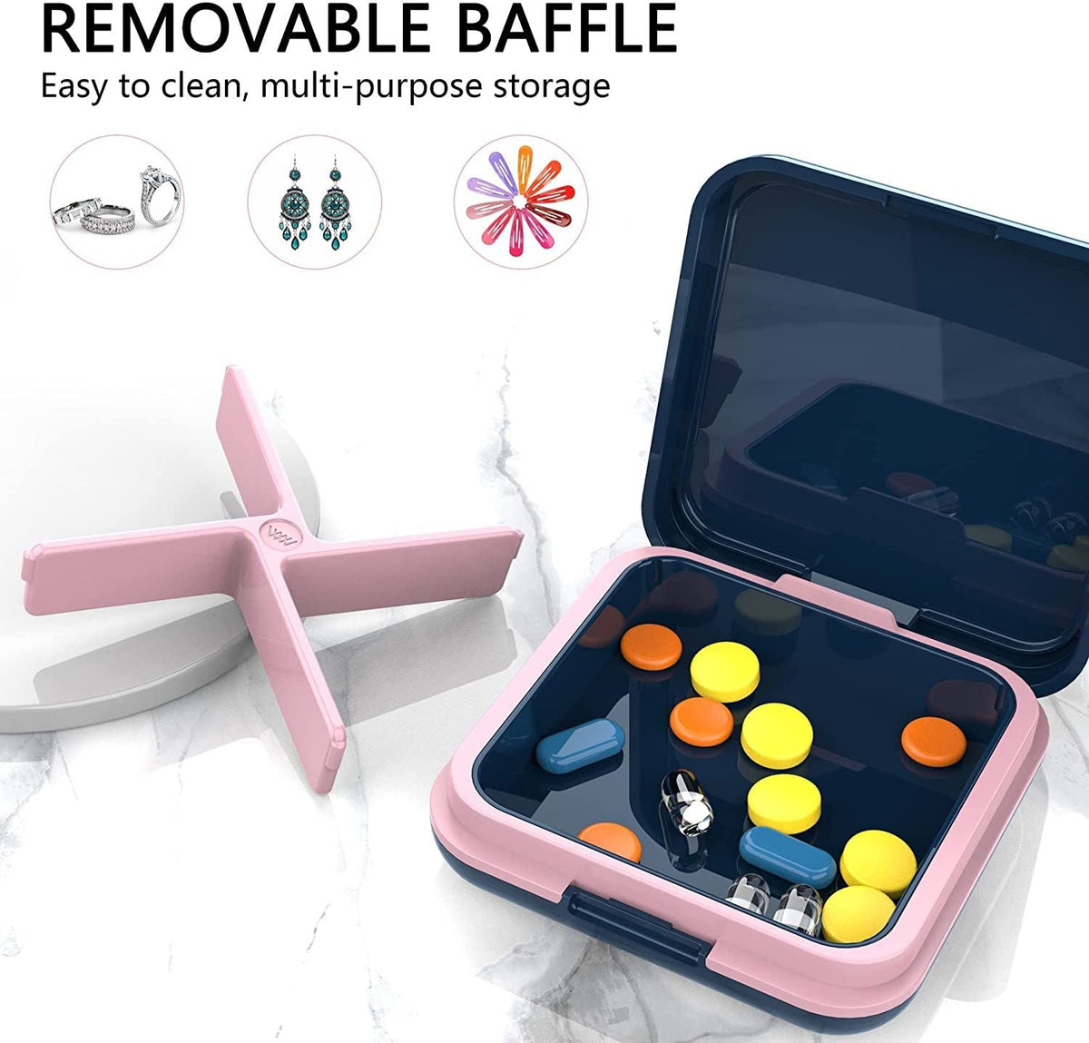 Daily Pill Case Small Pill Box Organizer Travel Medicine Container For Vitamins Fish Oils