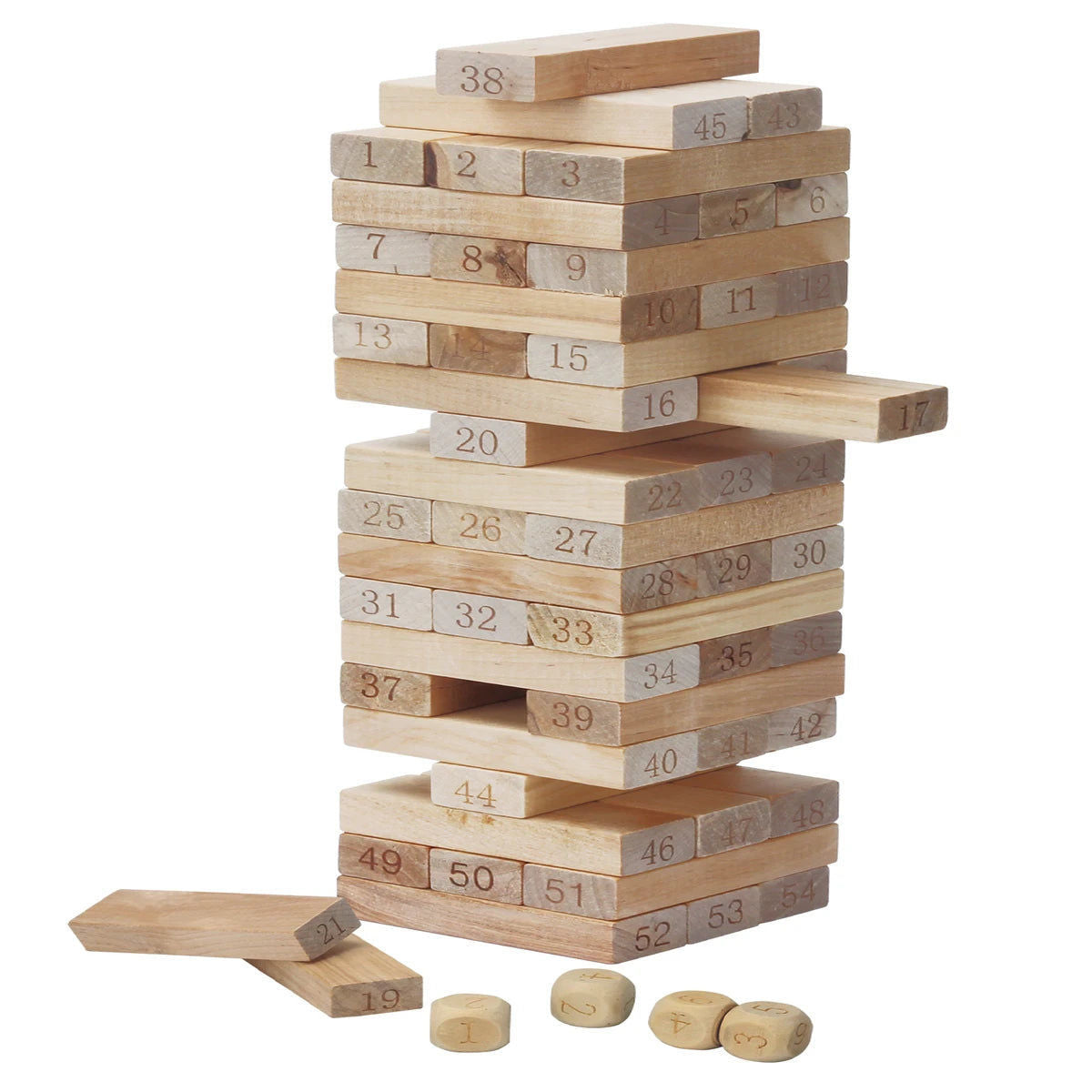P.JOY WOODEN TOWER BLOCKS 54PCS 4DICES