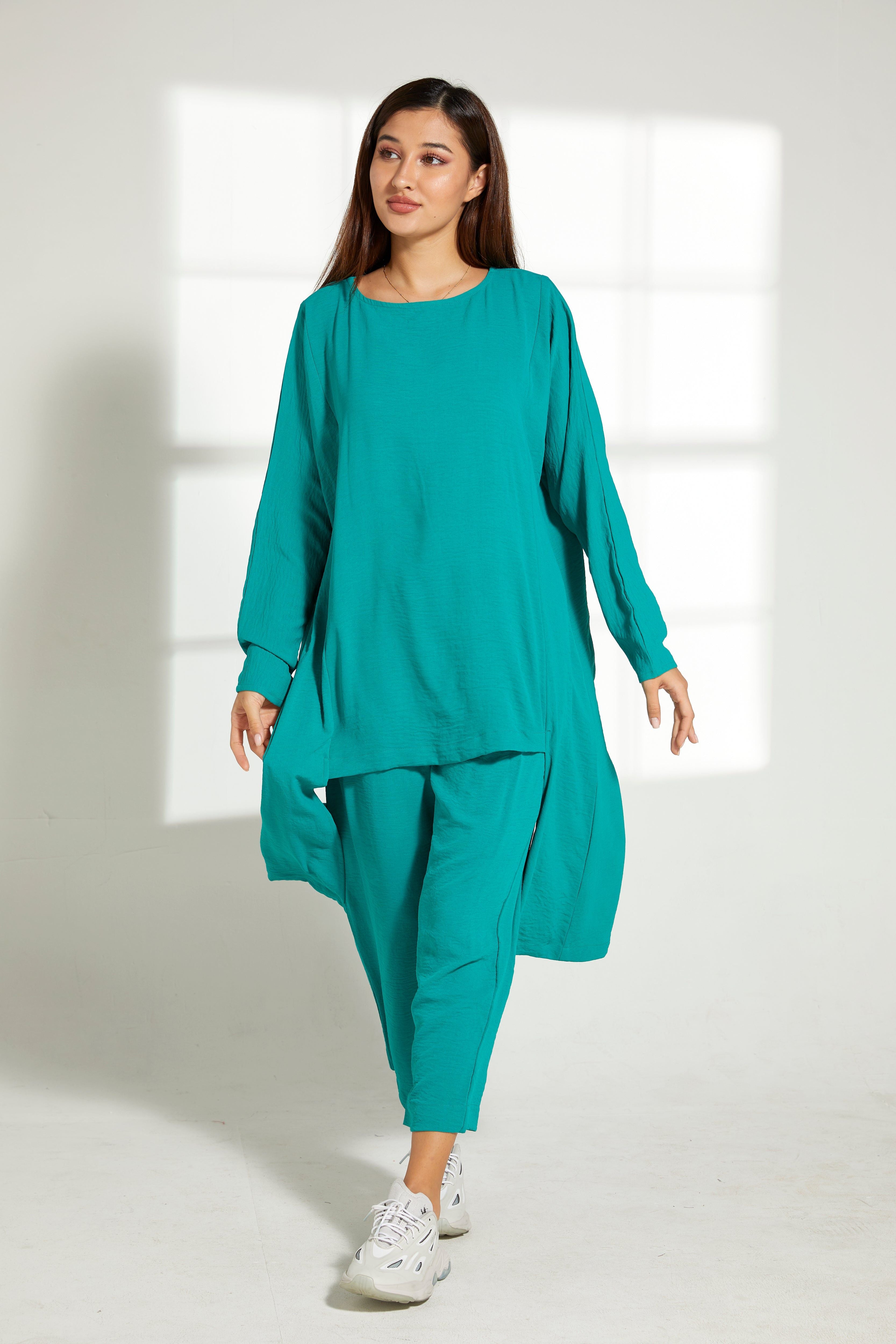 MOiSTREET Sea Green CEY Fabric Top And Pants Set