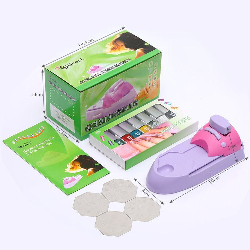 Nail Art DIY Printer Set Pattern Printing Manicure Machine Nail Drawing Polish Kit With 6 Pattern Plates