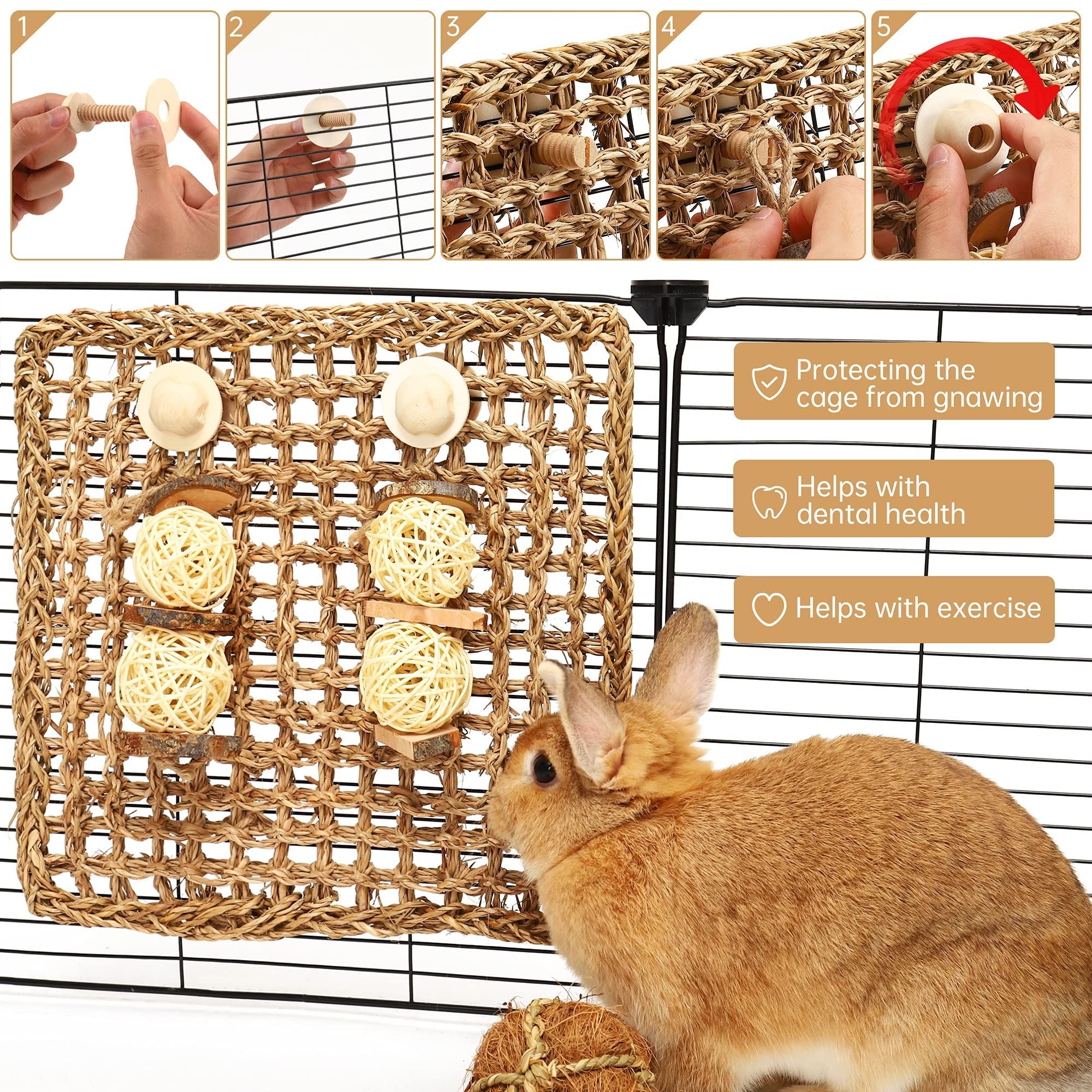 Rabbit Chew Toy Natural Pet Molar Toy Climbing Net For Parrot Chinchilla Hamster