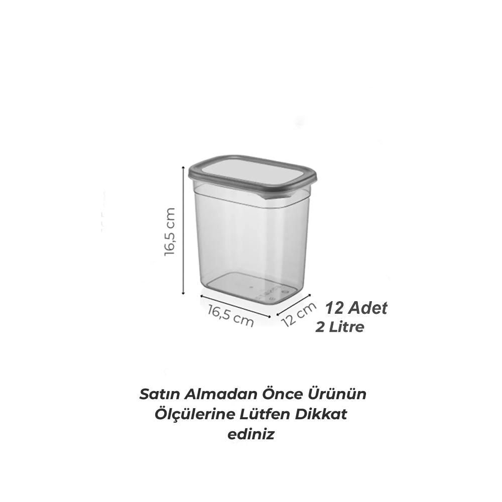 Food Storage Container Rectangular 2000 ml 12 Pcs With Label