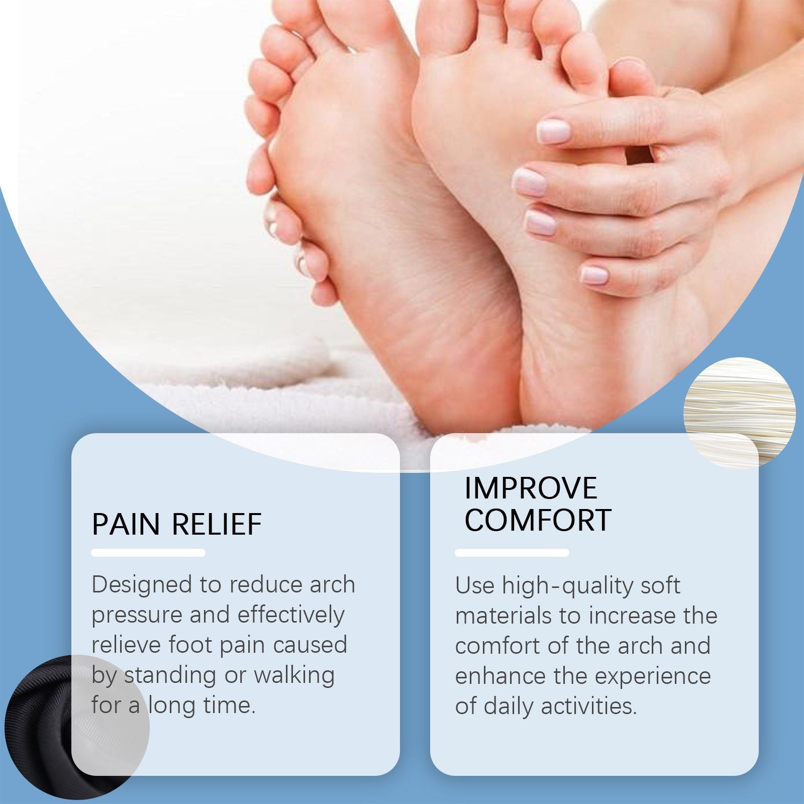 Comfortable Anti-Swelling Foot Care Insoles, Arch Support, Pain Relief, Unisex ,1pcs