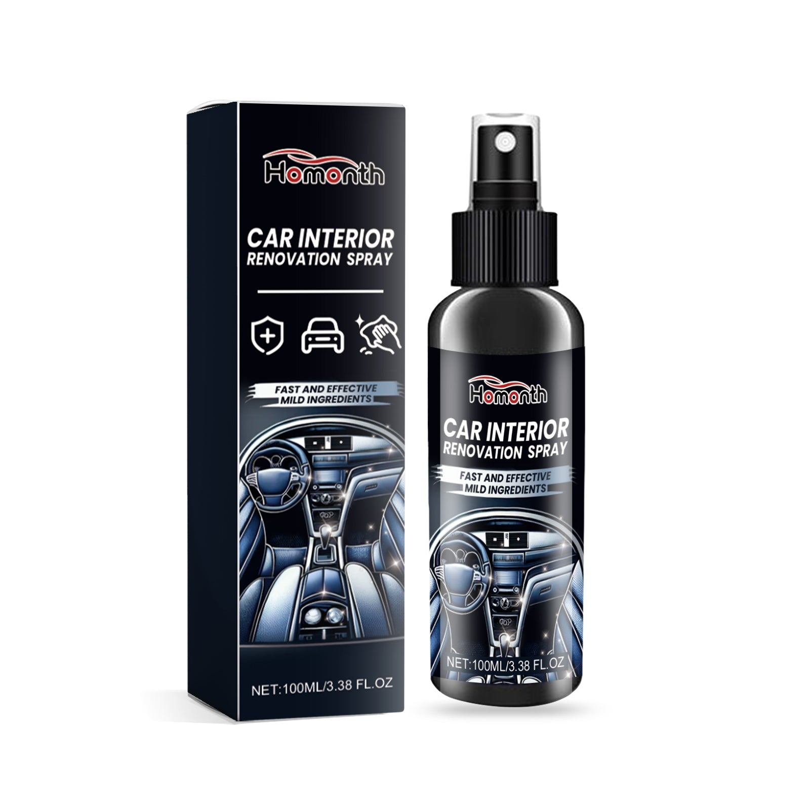 Car Interior Cleaning Spray, Decontamination, Shine & Protect, Easy Use ,100ml