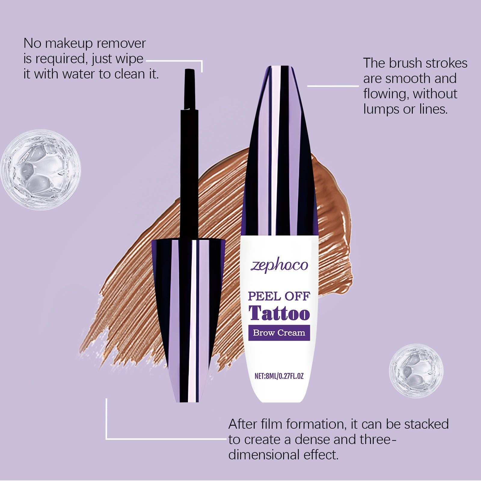 Long-Lasting Eyebrow Makeup, Tear-Off Liquid Pencil, Natural Hair Flow ,8ml