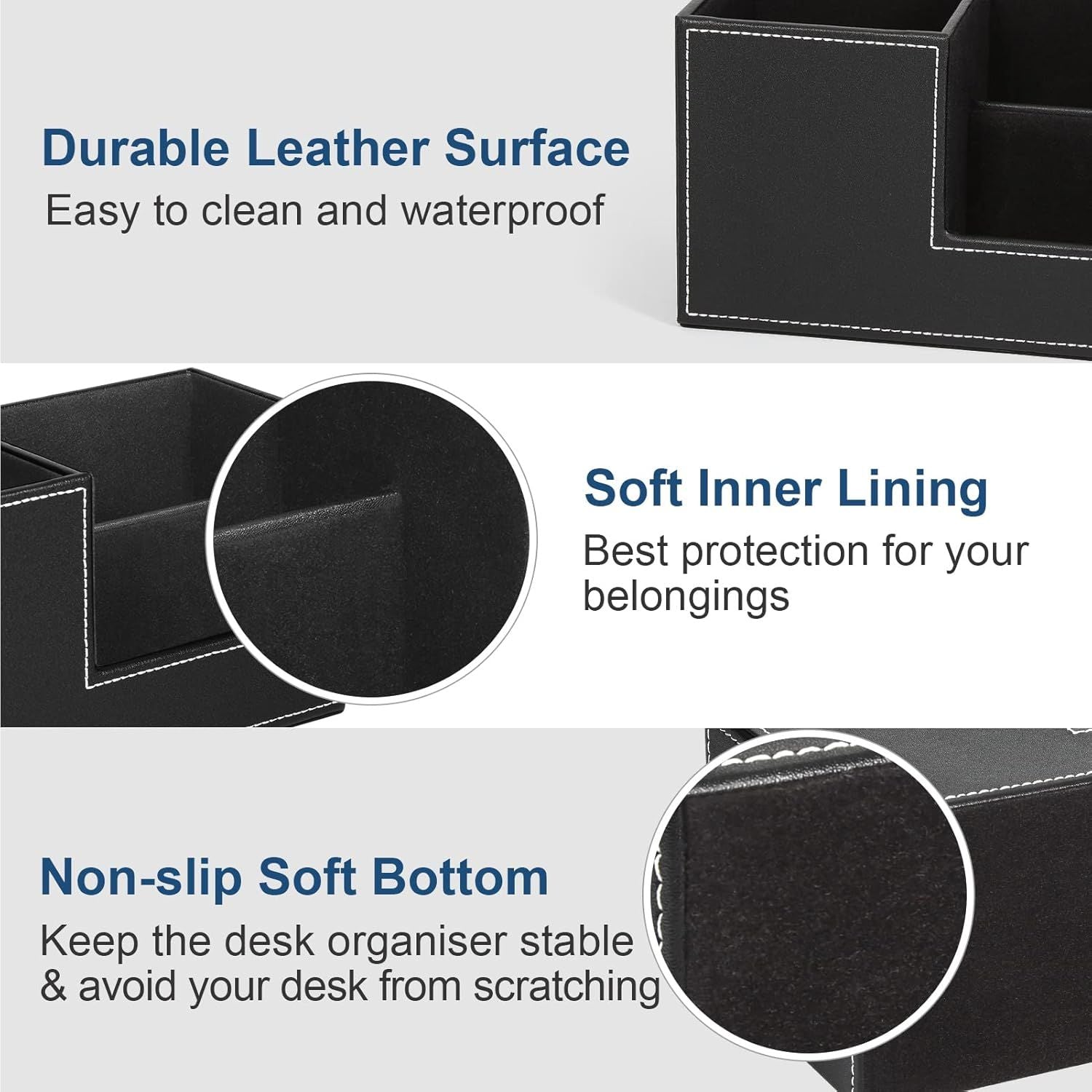 Desk Organizerp PU Leather Table Organizer Pen Holder Pen Box Office Supplies