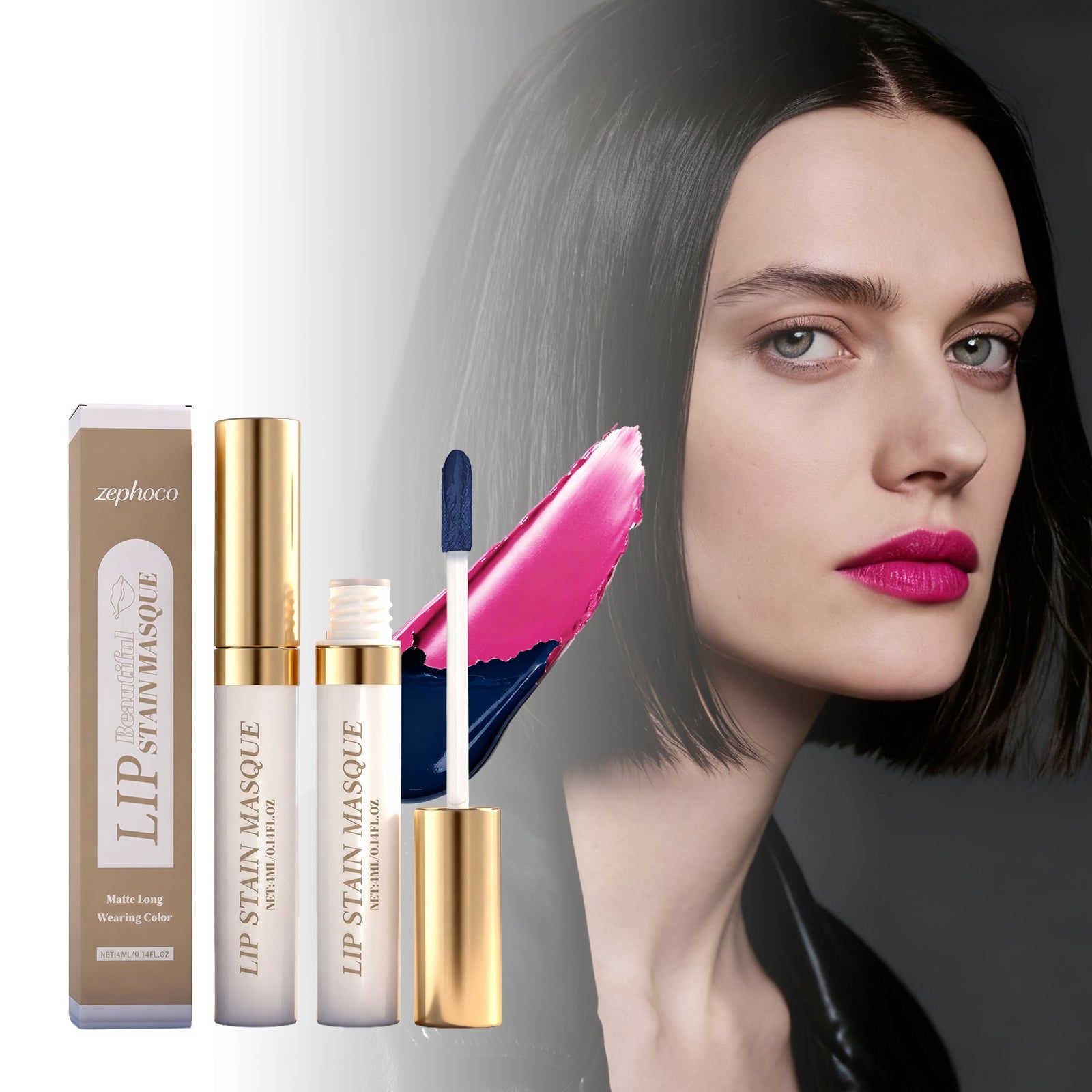 Matte Peel-Off Lip Gloss, Long-Lasting, Moisturizing, Natural Color, Trendy Lip Makeup ,4ml
