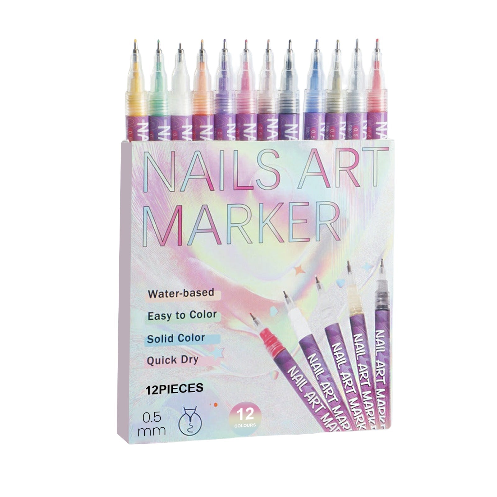 Bright Color Nail Art Painting Pen, Easy DIY Manicure, Waterproof, Multi-Occasion ,12pc