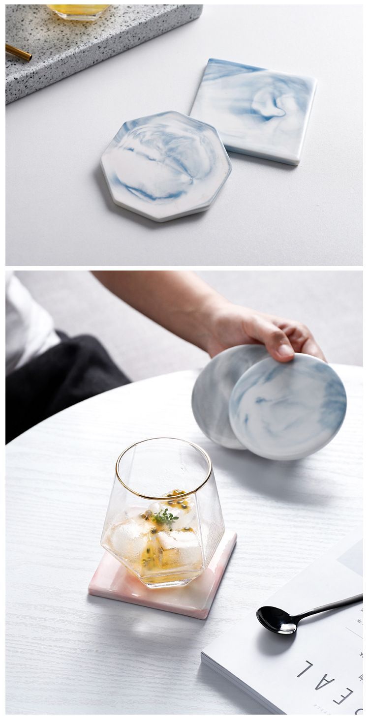 3 Pattern Set Marble Ceramic Coaster Cup Map Table Pads
