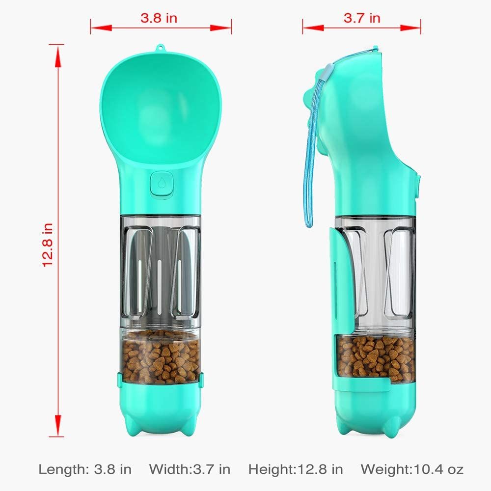 Pet Dispensor With Food Storage Drinking Bowl Poop Bagand Shovel