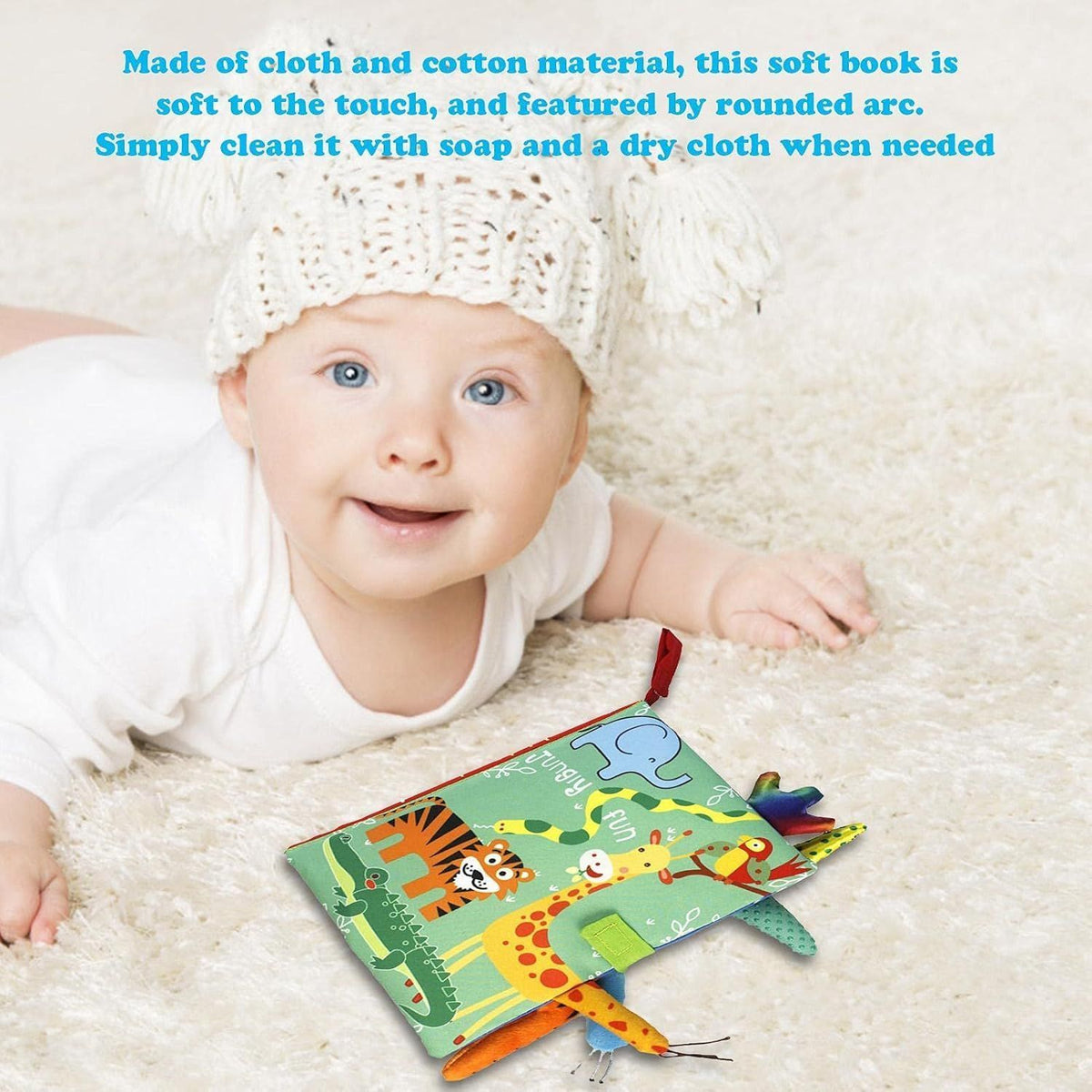 Baby Cloth Book Toy Early Development Interactive Stroller Soft Toys for Infant Baby 0-3-6-12-18 Months
