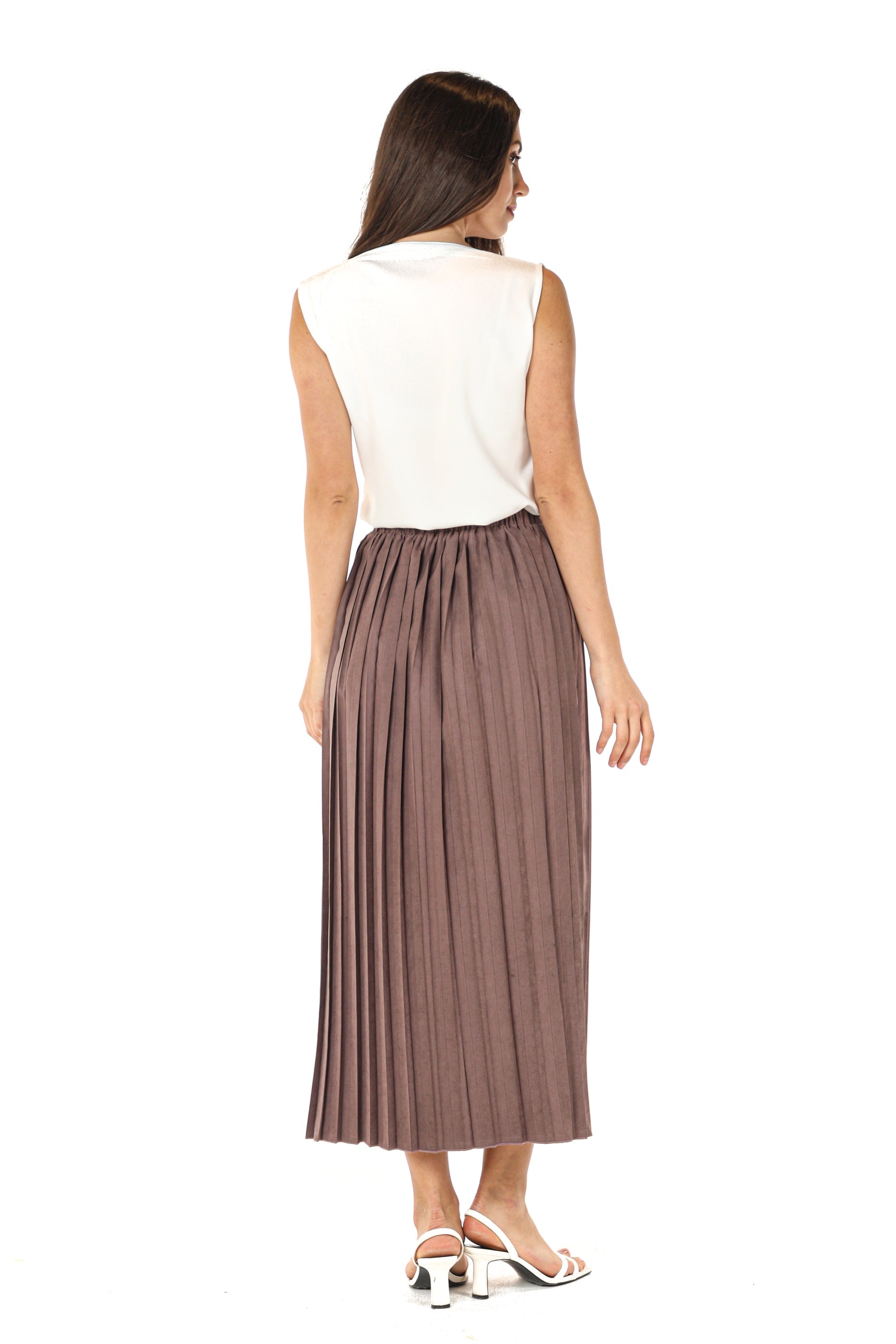 MOiSTREET Brown Shamua Pleated Skirt
