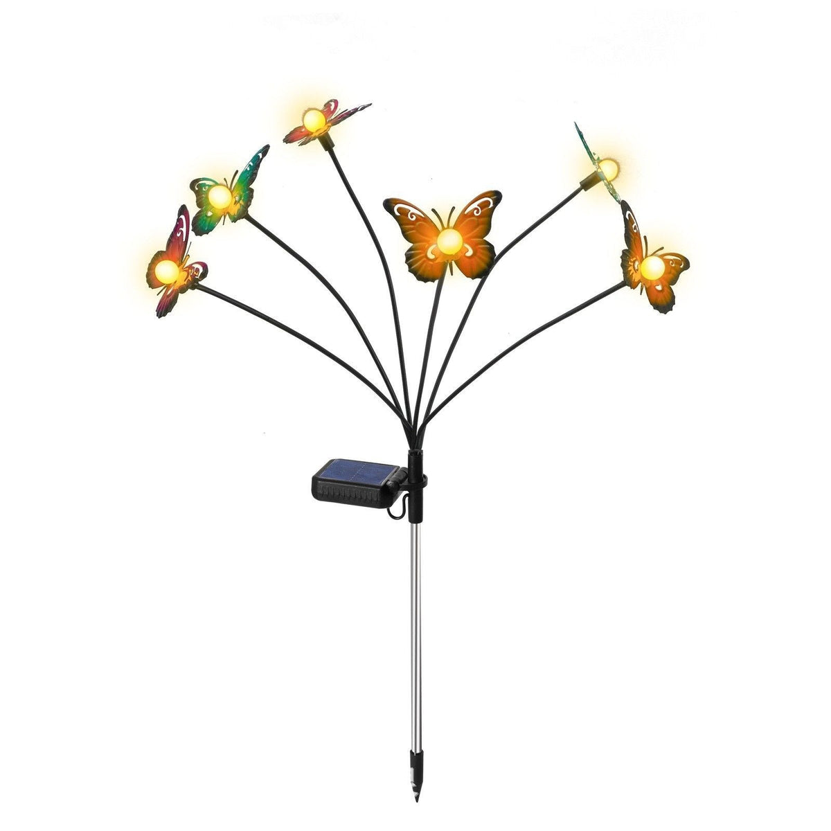 2pcs Solar Garden Light Outdoor Butterfly Lawn Lamp Waterproof Decorative Lamp