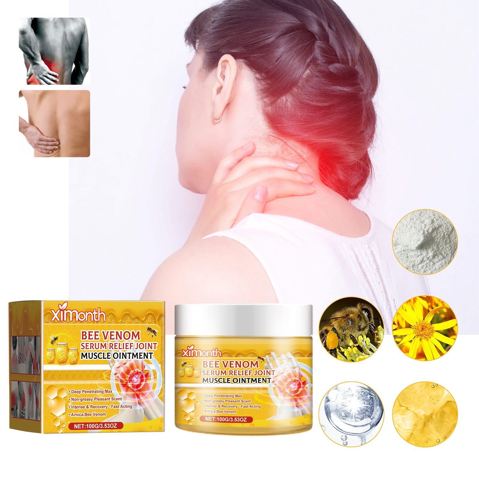 Bee Venom Joint Care Cream, Pain Relief, Flexibility, Muscle Soreness ,100g