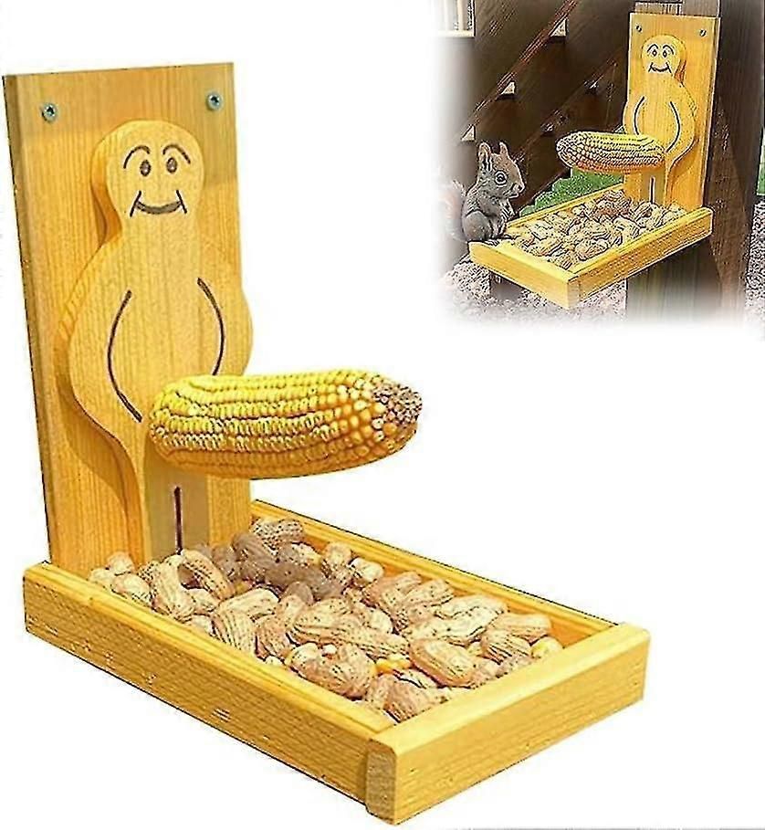 Proud Man Squirrel Feeder, Funny Proud Man Squirrel Feeder Wild Bird Feeders Wooden Decoration Squirrel Feeder Bird Lovers Gifts