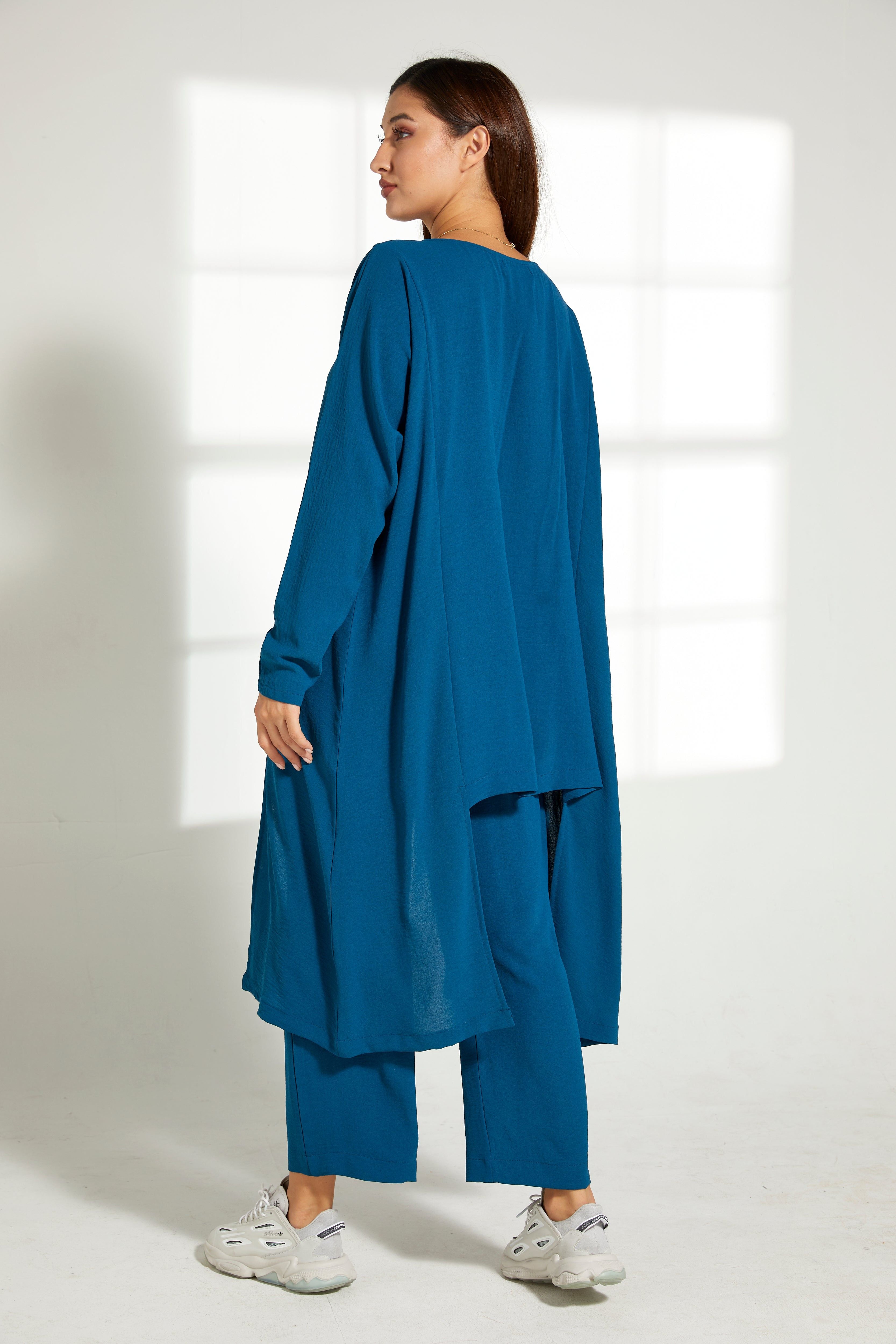 MOiSTREET Blue CEY Fabric Top And Pants Set