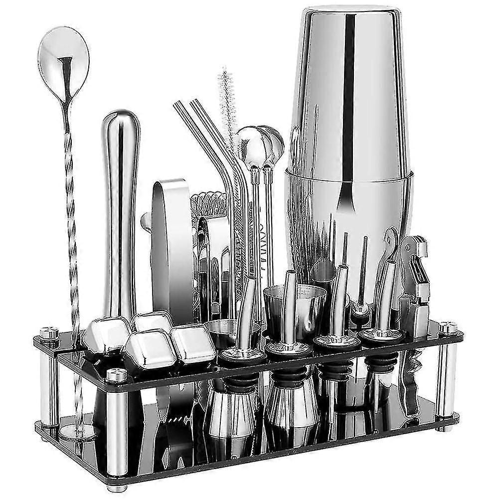 Boston Cocktail Shaker Set With Acrylic Stand and Recipes