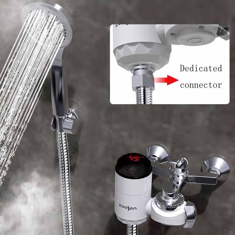 Instant Hot Water Faucet, Style:White + Leak Protection White + Leak Protection