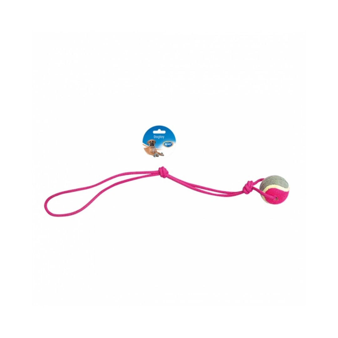 Duvo+ Knotted Cotton Grey & Pink Pendulum & 1Knot with Tennis Ball Toy for Dogs, 60cm