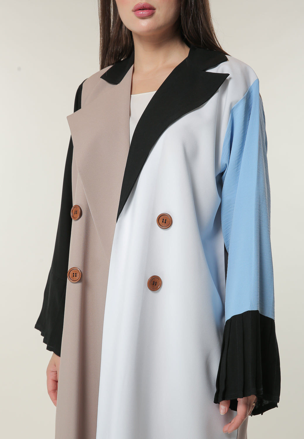 MOiSTREET Colorblock Trenchcoat Style Abaya