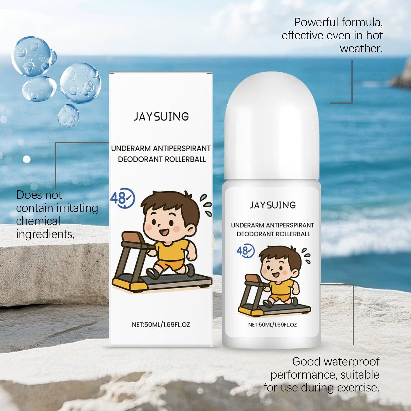 Body Care Roll-On, Fresh Odor & Sweat Control, Portable Daily Freshness ,50ml
