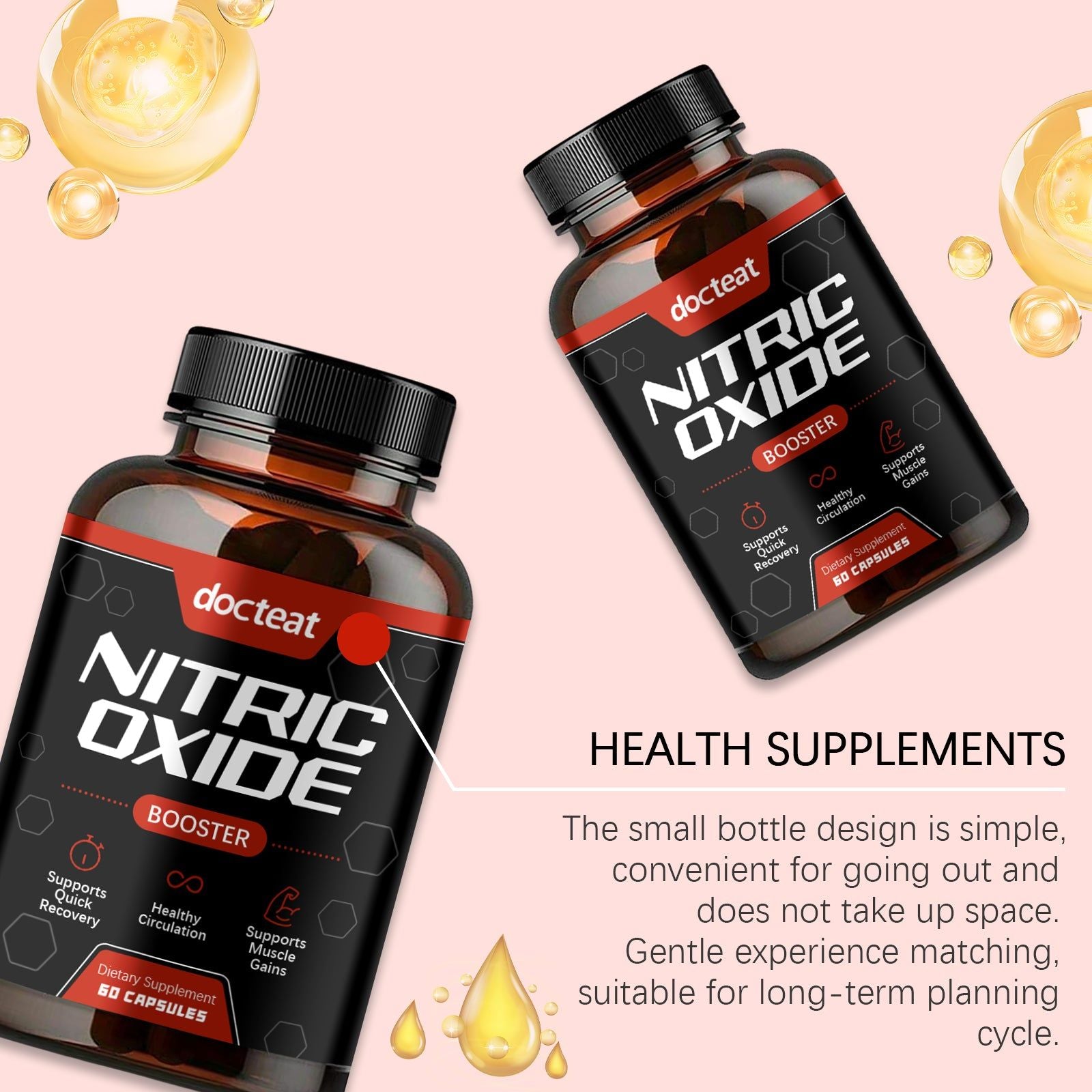 Boost Energy and Vitality with Nitric Oxide Capsules, Body Care for Daily Wellness ,60pcs