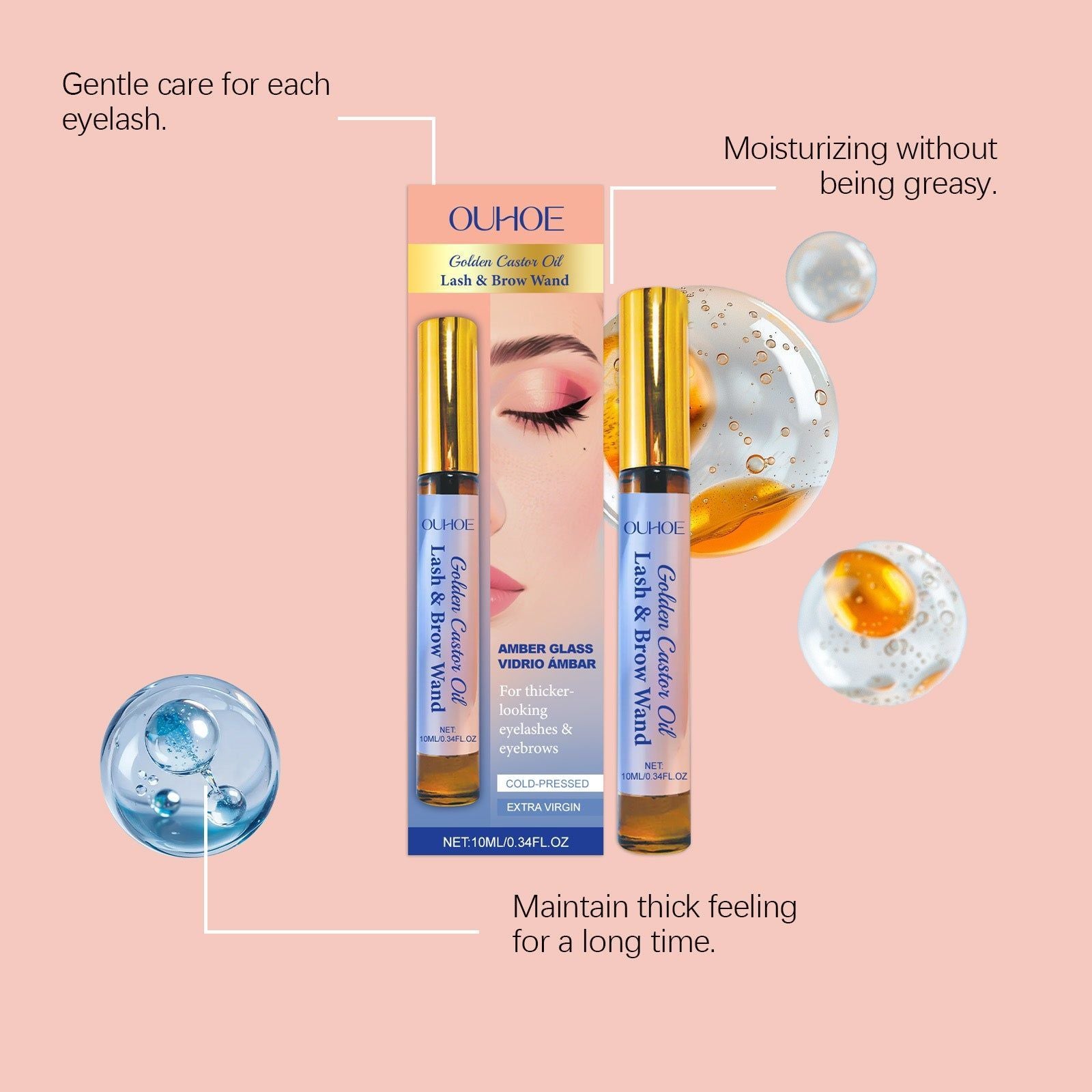 Boost Eyelash Growth, Natural Castor Oil for Eyebrows, Thickening & Moisturizing ,10ml/box