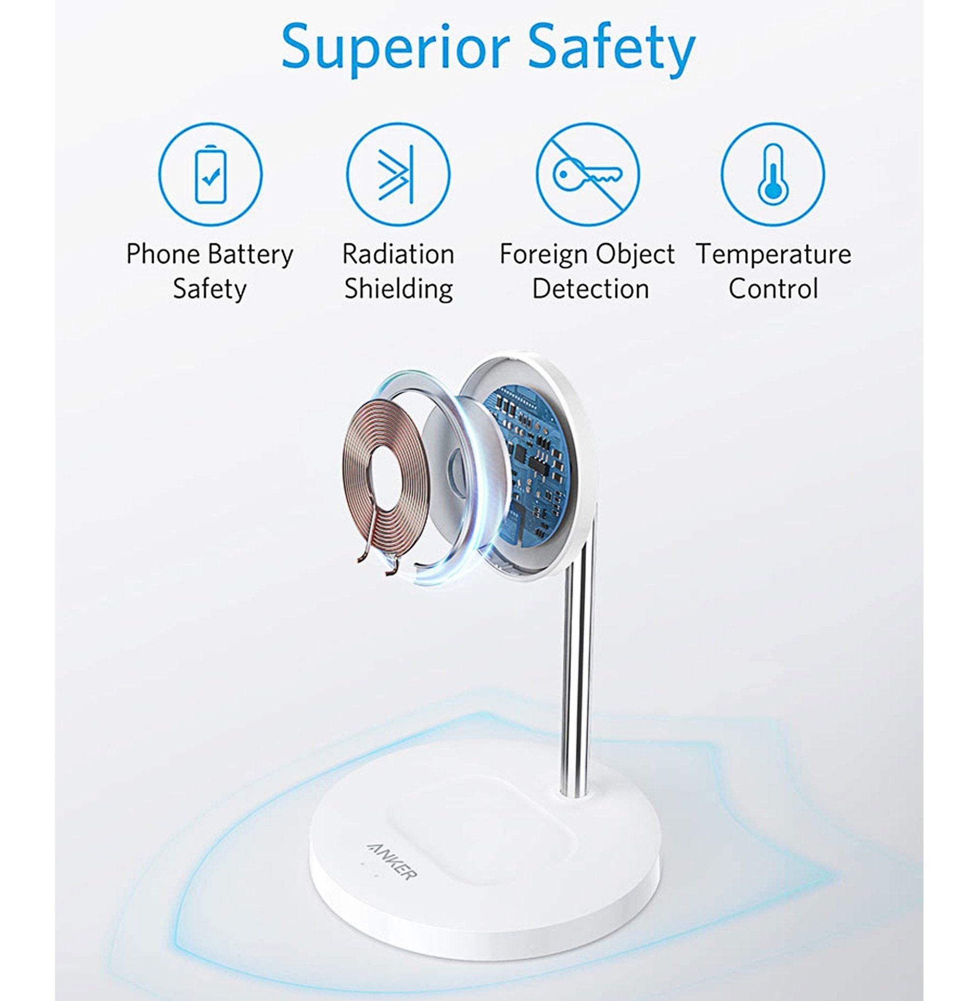 Anker Powerwave Magnetic 2-In-1 Adjustable Wireless Charging Stand, White