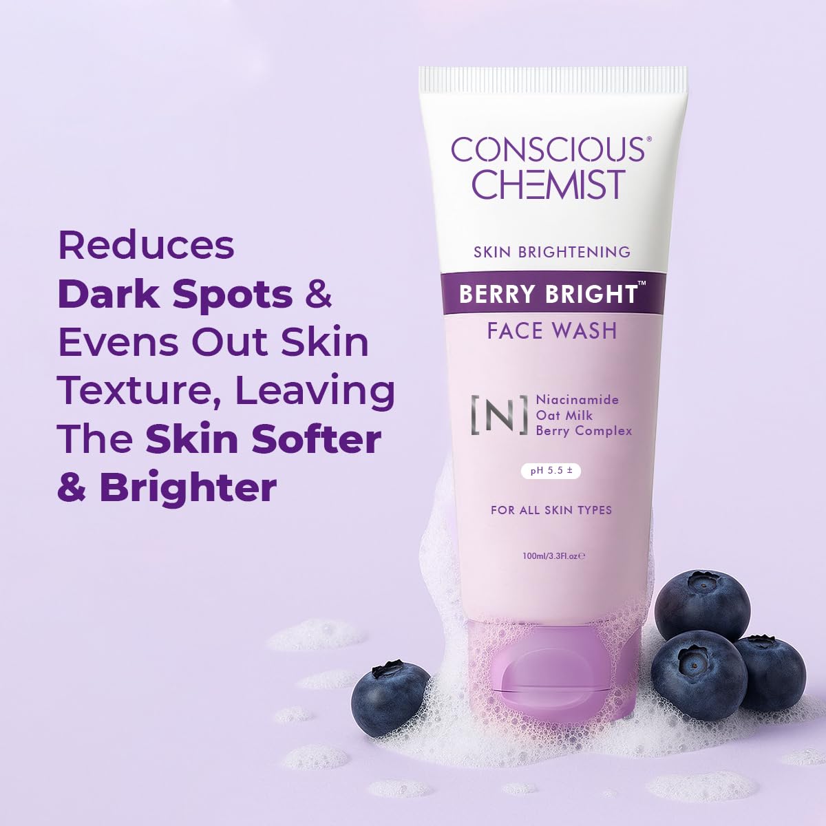 Conscious Chemist Niacinamide Face Wash | 100ml - Berry Bright