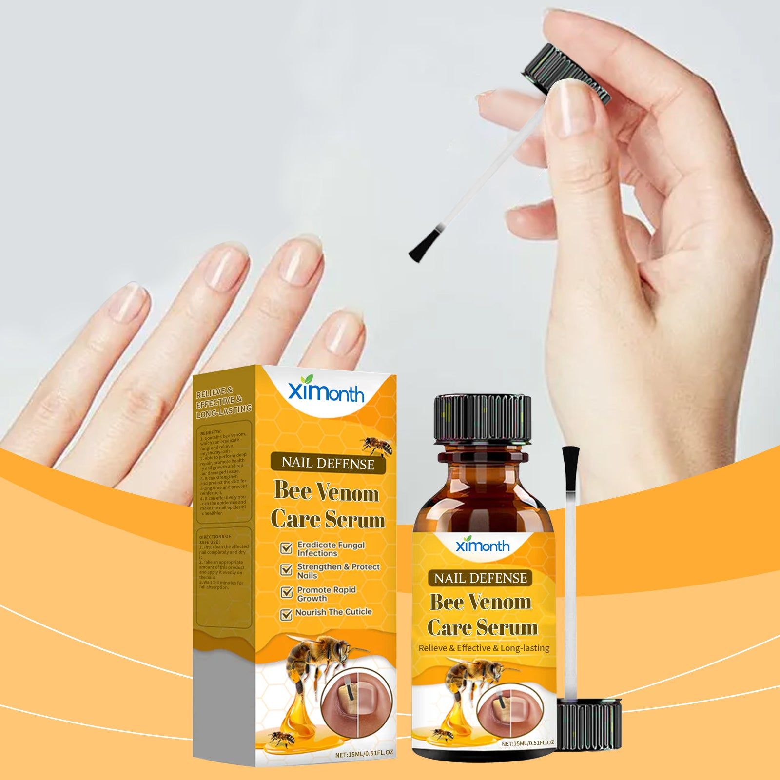 Bee Venom Nail Care Solution, Deep Cleaning and Repair for Healthy Nails ,15ml