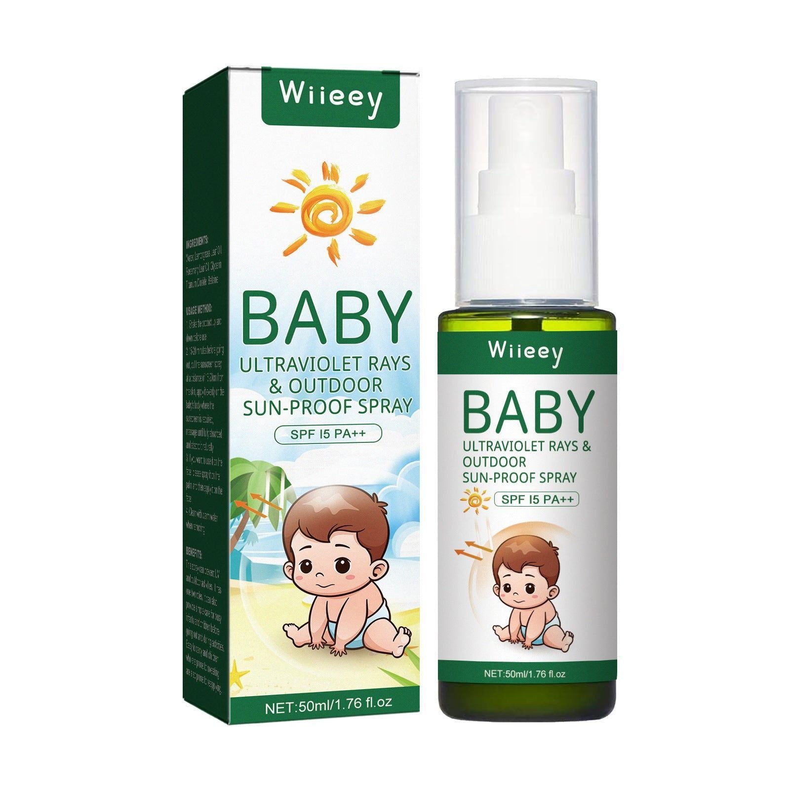 Baby Skin Protection Spray, UV & Sunproof Outdoor Baby Sunscreen, Gentle & Natural ,50ml