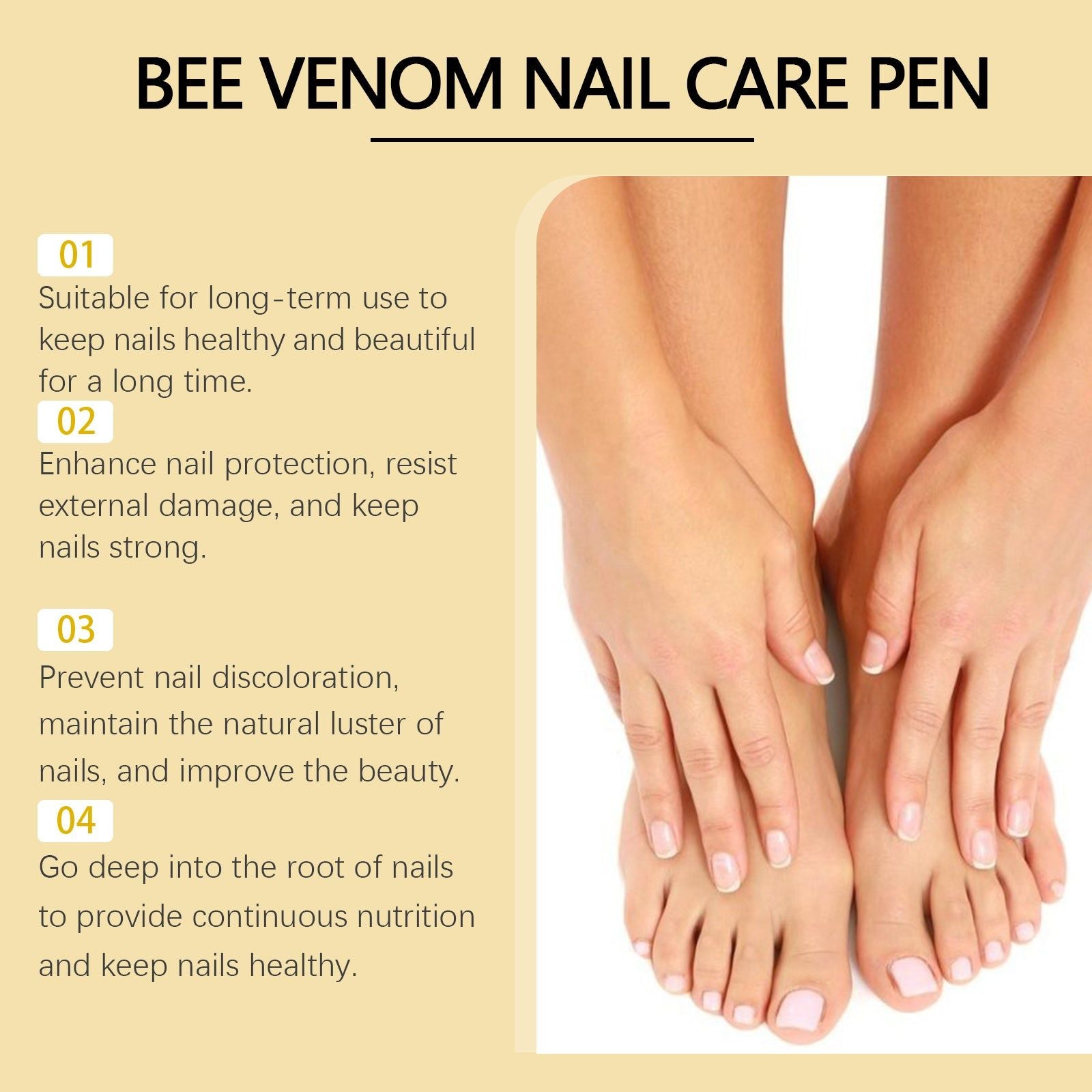 Bee Venom Nail Care Pen, Brightening, Thickening, Moisturizing, Nail Strengthening ,4ml