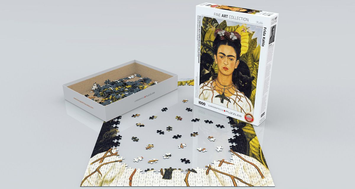 Self-Portrait W/Thorn Necklace & Hummingbird By Frida Kahlo 1000 Pieces Puzzle