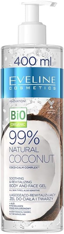 جل Ev 99% من زيت جوز الهند الطبيعي لتهدئة وتنشيط البشرة للجسم والوجه 400 مل