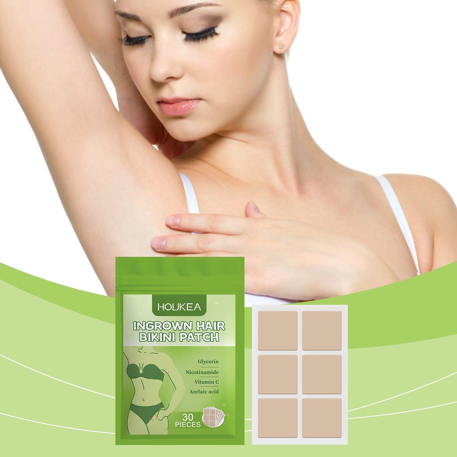 Body Care Patch, Daily Skin Brightening, Soothes Redness, Hair Removal ,30 pieces