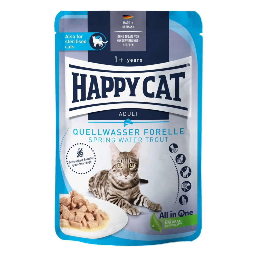 Happy Cat Meat In Sauce Trout Wet Cat Food For Neutered Cats, 1+ Year Old, 85gm