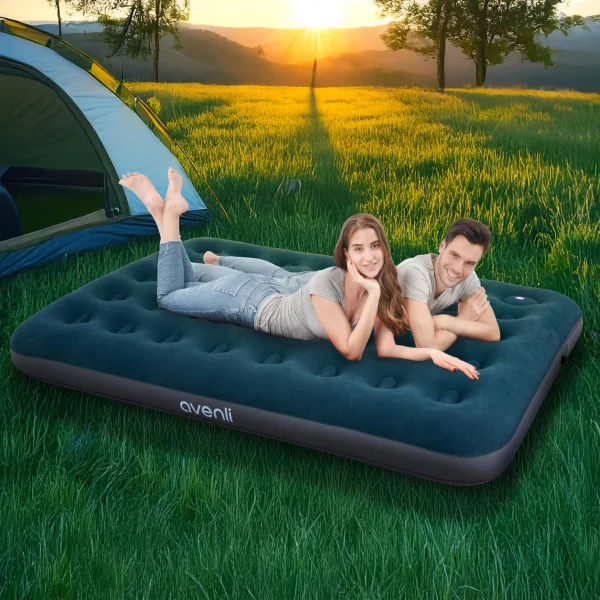 Jilong Double Air Bed With Built-In Foot Pump Grey And Green