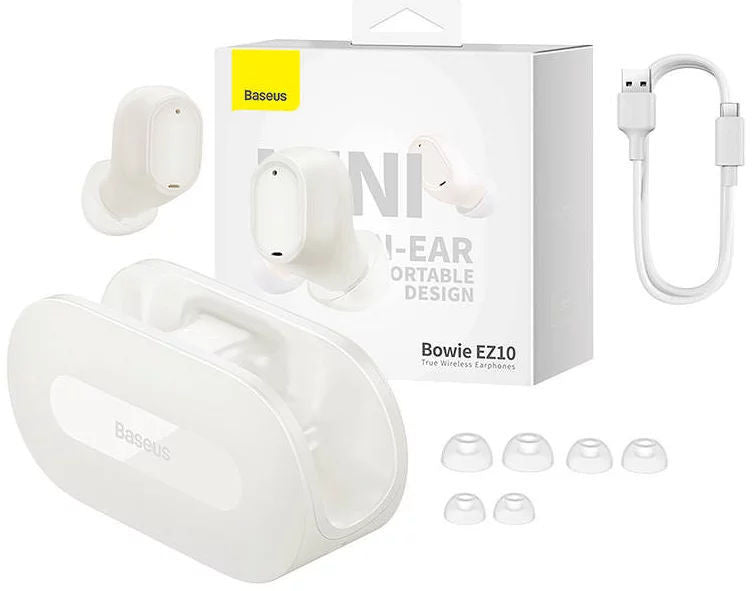 Baseus Bowie EZ10 True Wireless Bluetooth 5.3 Earbuds, White, 25hr Playtime