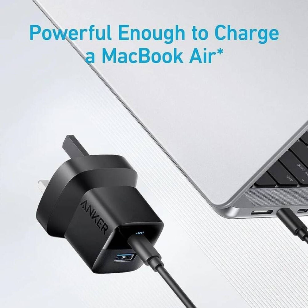 Anker 323 Dual-Port Fast Charger 33W with USB-C to USB-C Cable, PD & PowerIQ, Black