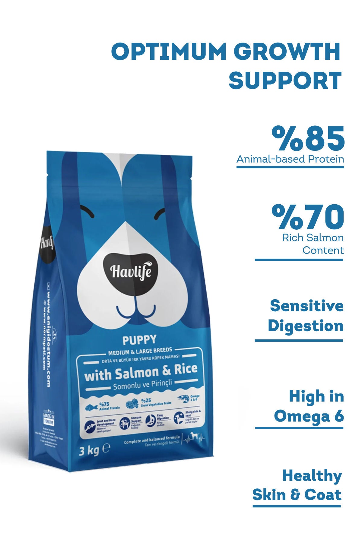 Havlife Premium Salmon & Rice Puppy Food for Medium & Large Breeds, High Protein, Strong Immunity & Healthy Coat, 100% Balanced Nutrition