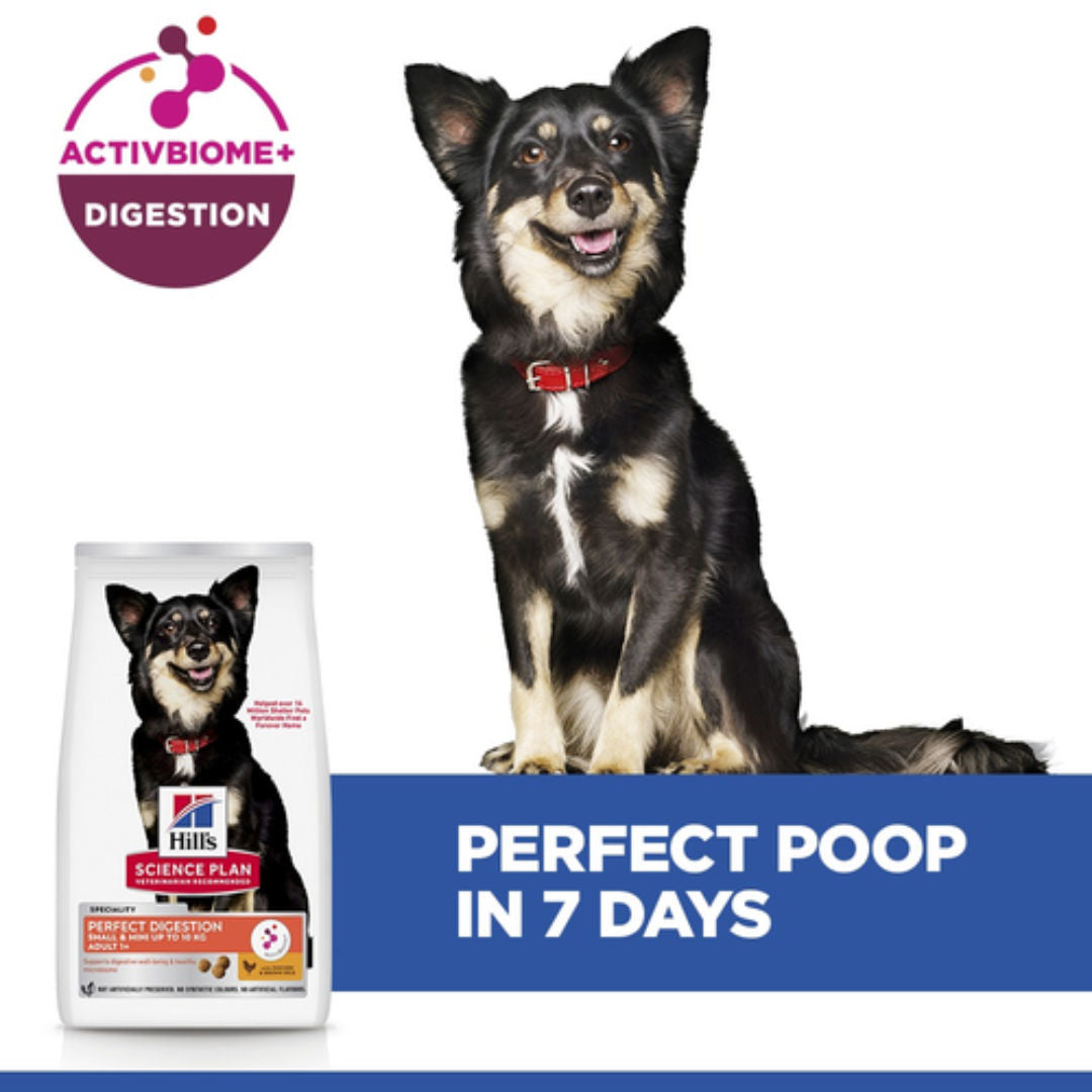 Hill's Science Plan Perfect Digestion Small & Mini Adult 1+ Dog Food, Chicken & Brown Rice, 1.5kg